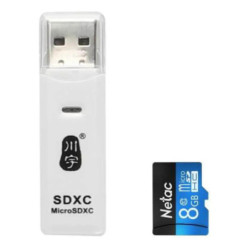 Kit Lector de Tarjeta de Memoria + MicroSDHC Netac 8GB Clase 10 Simil