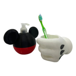 Kit Baño Mickey Porta Cepillo con Dispenser