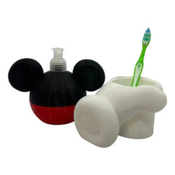 Kit Baño Mickey Porta Cepillo con Dispenser