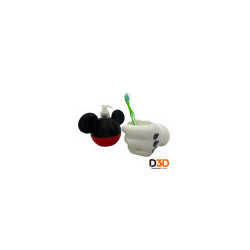 Kit Baño Mickey Porta Cepillo con Dispenser