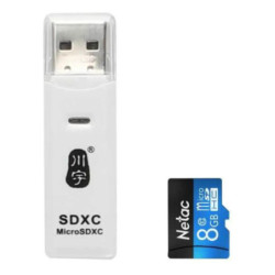 Kit Lector de Tarjeta de Memoria + MicroSDHC Netac 8GB Clase 10 Simil